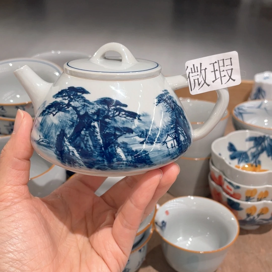 釉下彩纯手绘有瑕咯