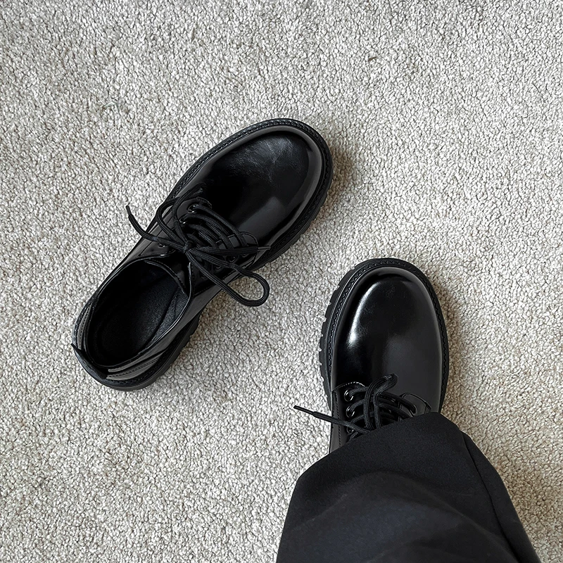 英伦风德比鞋百搭休闲厚底皮鞋男款通勤正装黑色增高结婚新郎鞋子