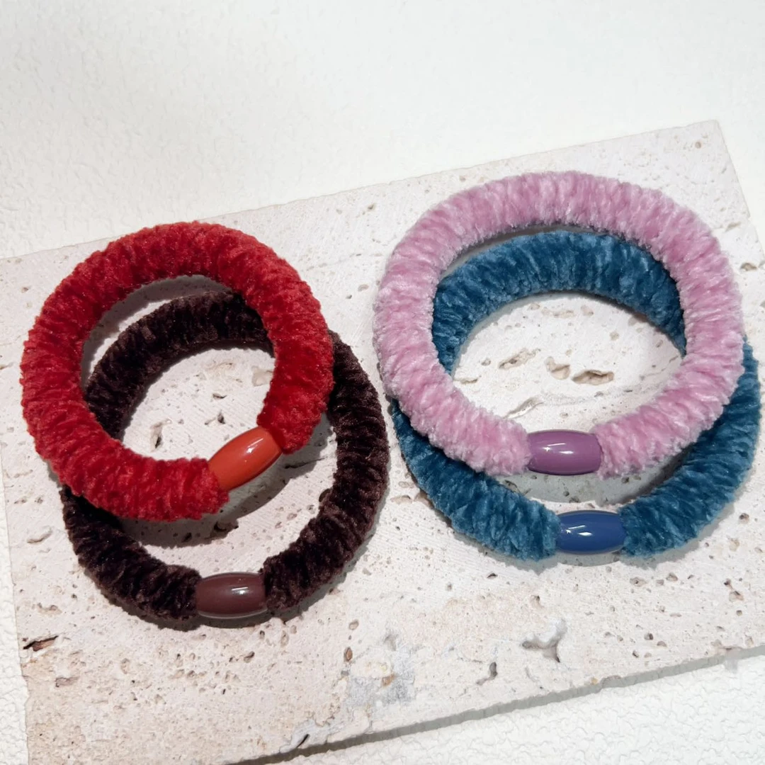 MY SISTERS韩饰明星同款纯色百搭雪尼尔面料高弹发绳L122901