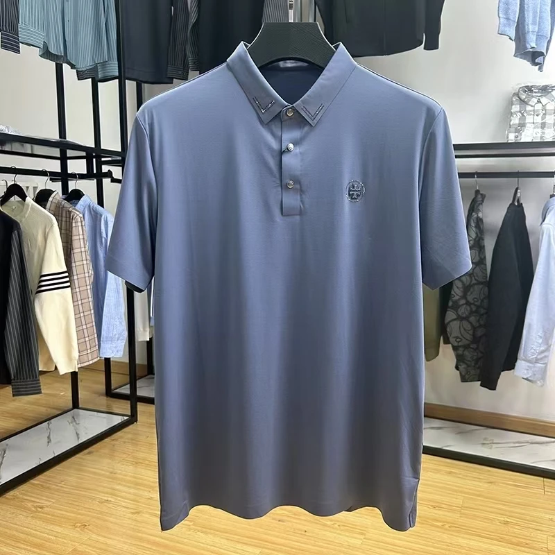 【雅家剪标】锦氨混纺速干料丝滑透气短袖POLO衫