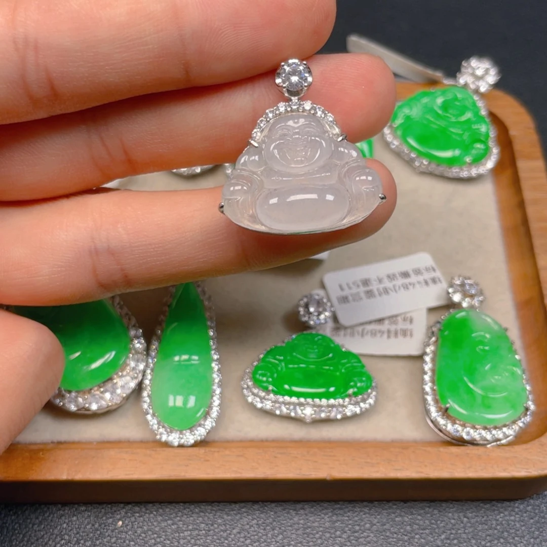 翡翠银S925镶嵌吊坠(不含链)