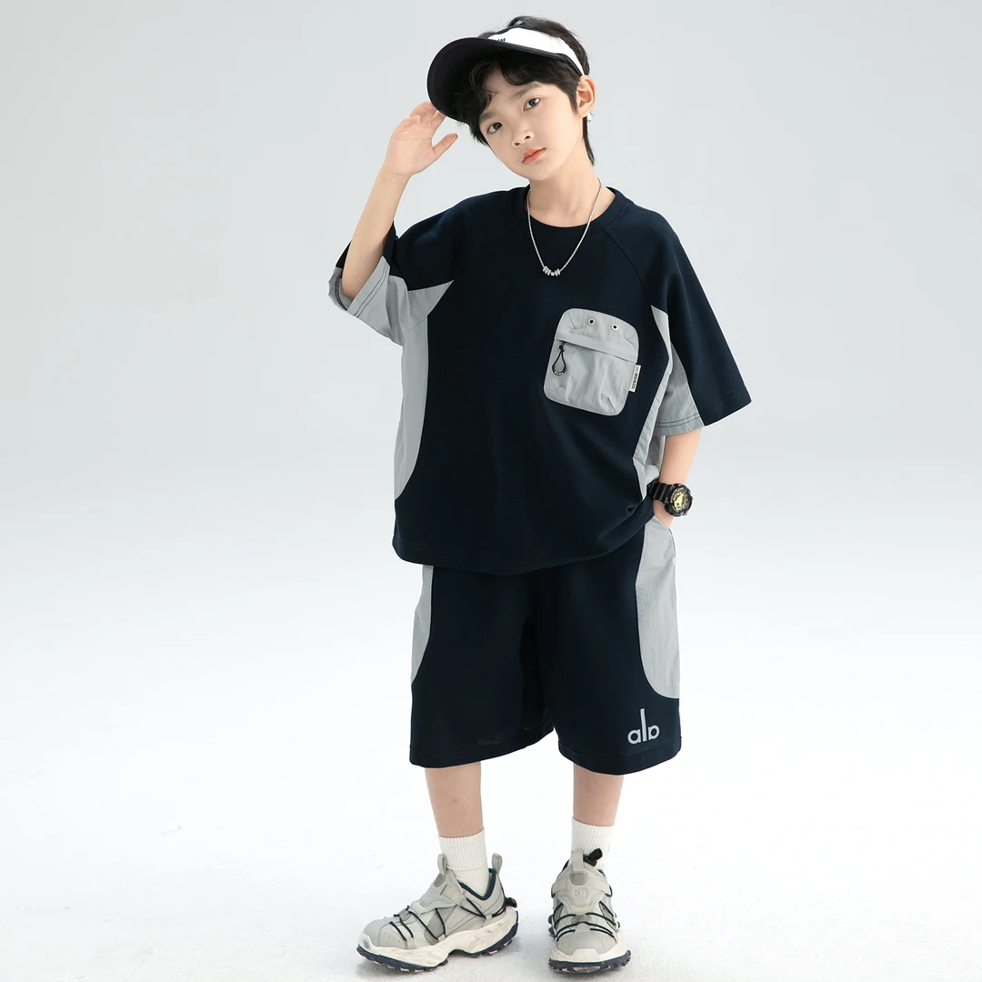 男童夏装套装2025新款夏季短袖中大儿童男孩夏款薄款运动痞帅潮酷