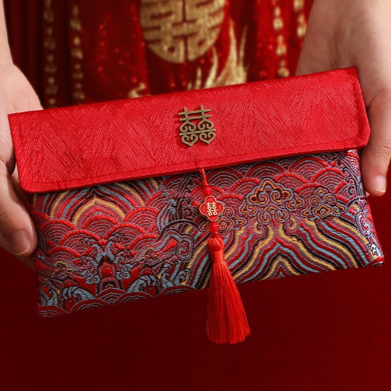 红包2025新款万元订婚改口费大号一对布艺父母红包袋利是喜包