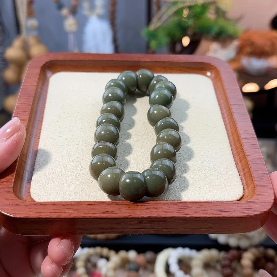 菩提根/象牙果吊坠墨绿大肠圈