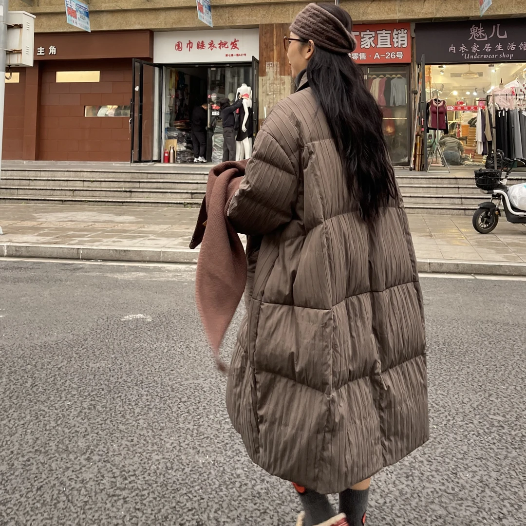 高级感风衣款羽绒服长款25冬高级感显瘦90白鸭绒保暖外套