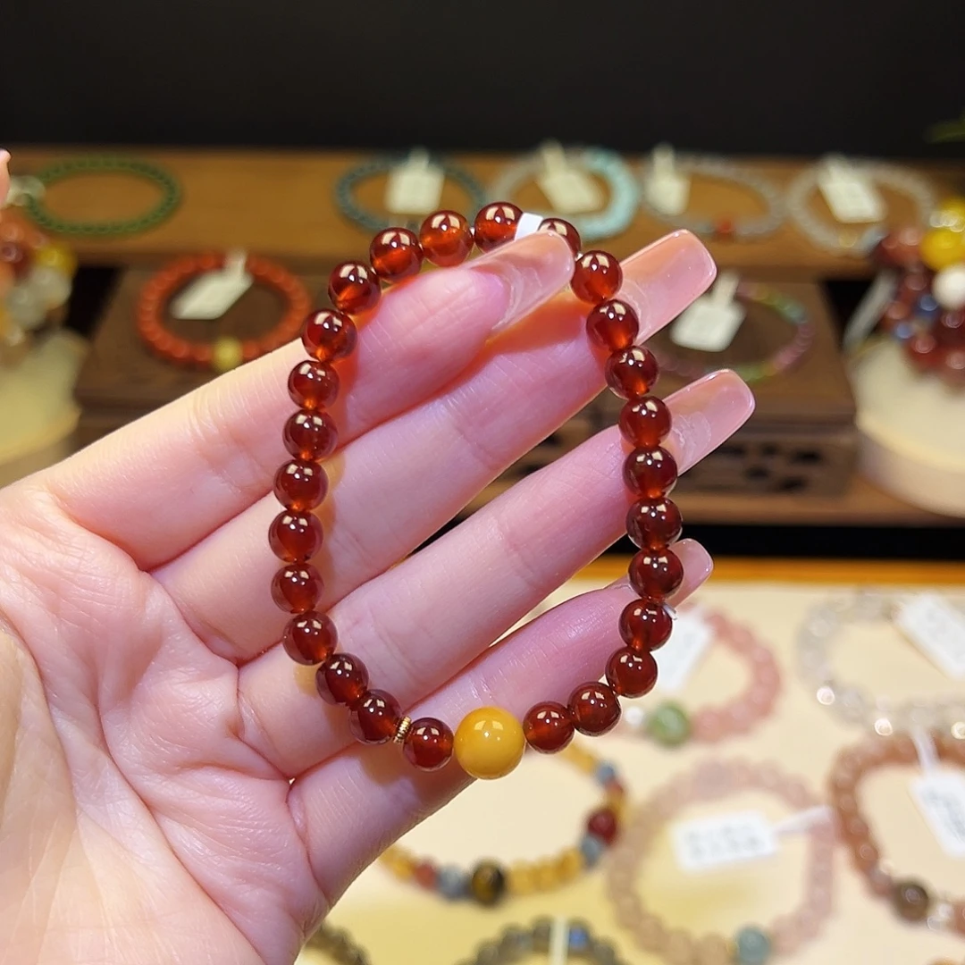 水晶银S925镀金镶嵌手串石榴2002