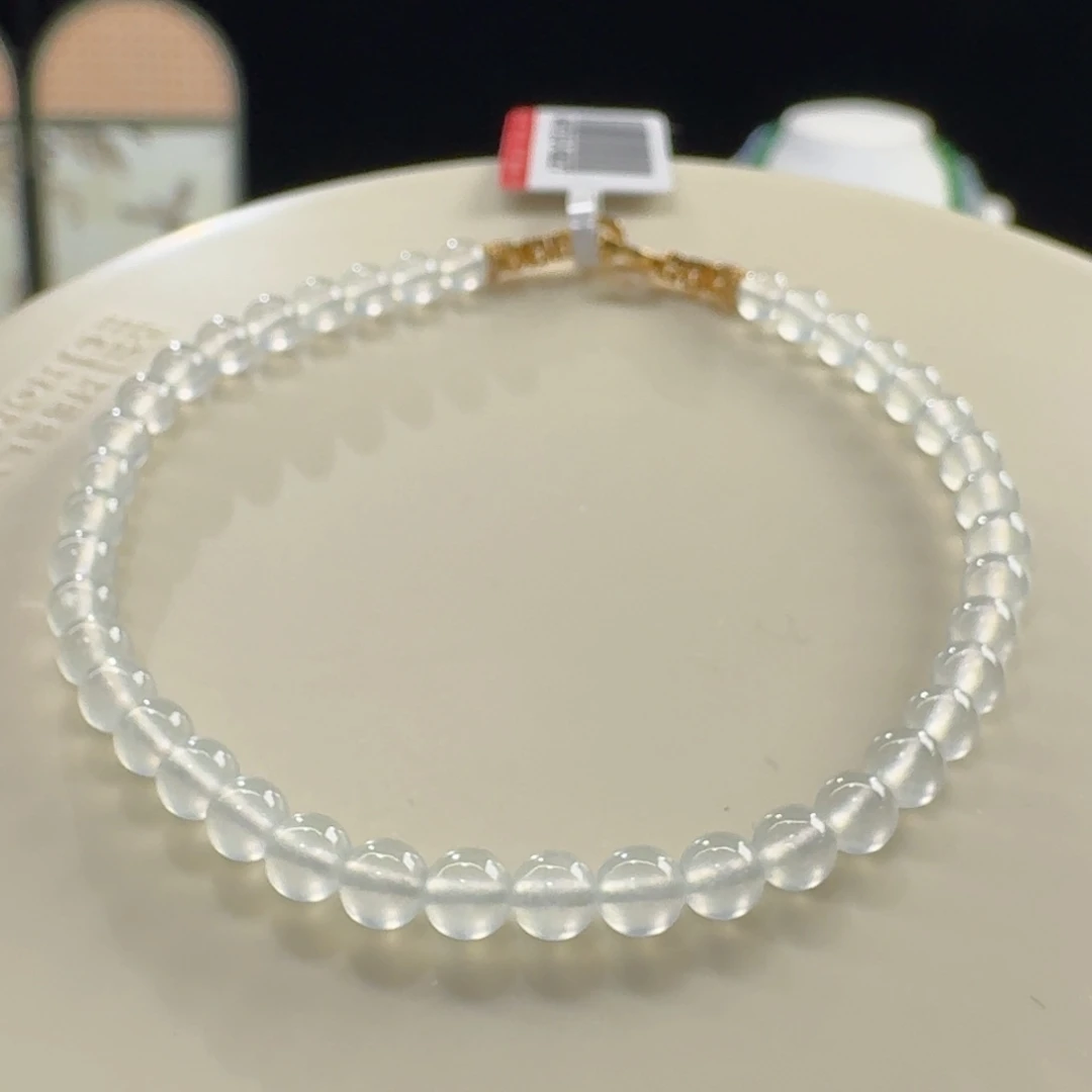 翡翠未镶嵌手链玻璃种白月光单圈卡4mm