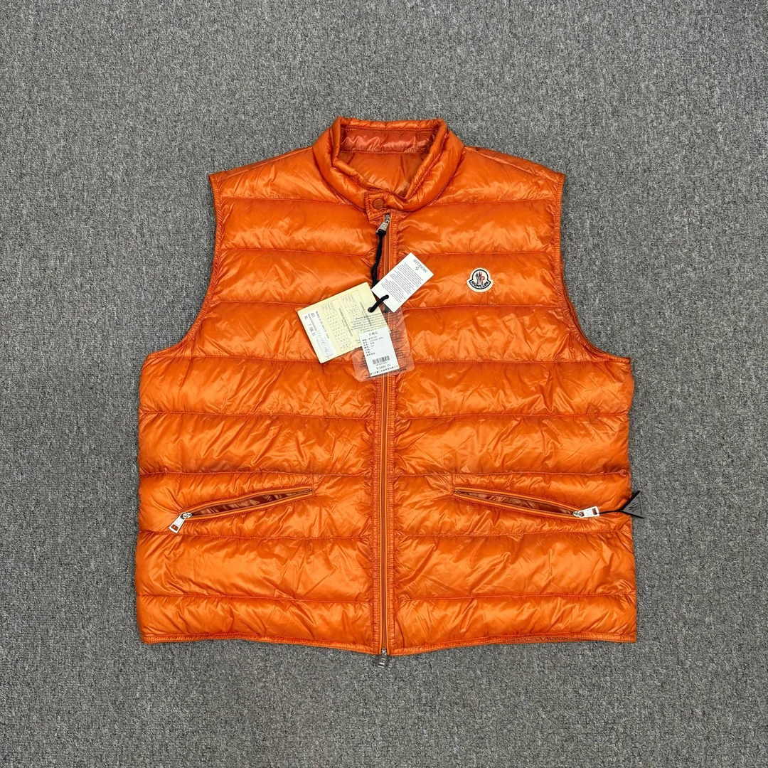 未使用 MONCLER 16708118 GUI系列 橙色拉链徽标logo羽绒马甲 7码