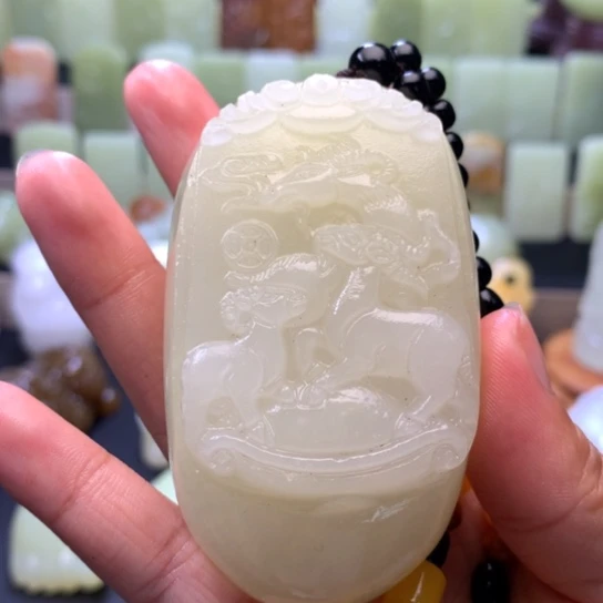 石材方解石手把件