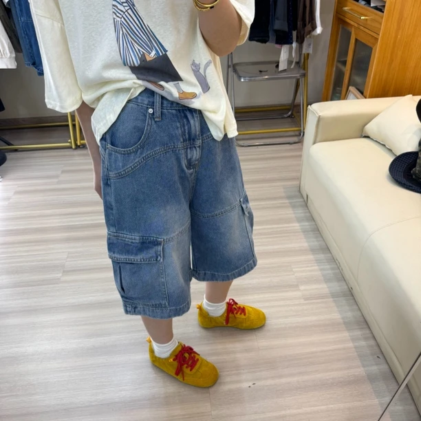 夏季宽松显瘦百搭做旧复古工装短裤