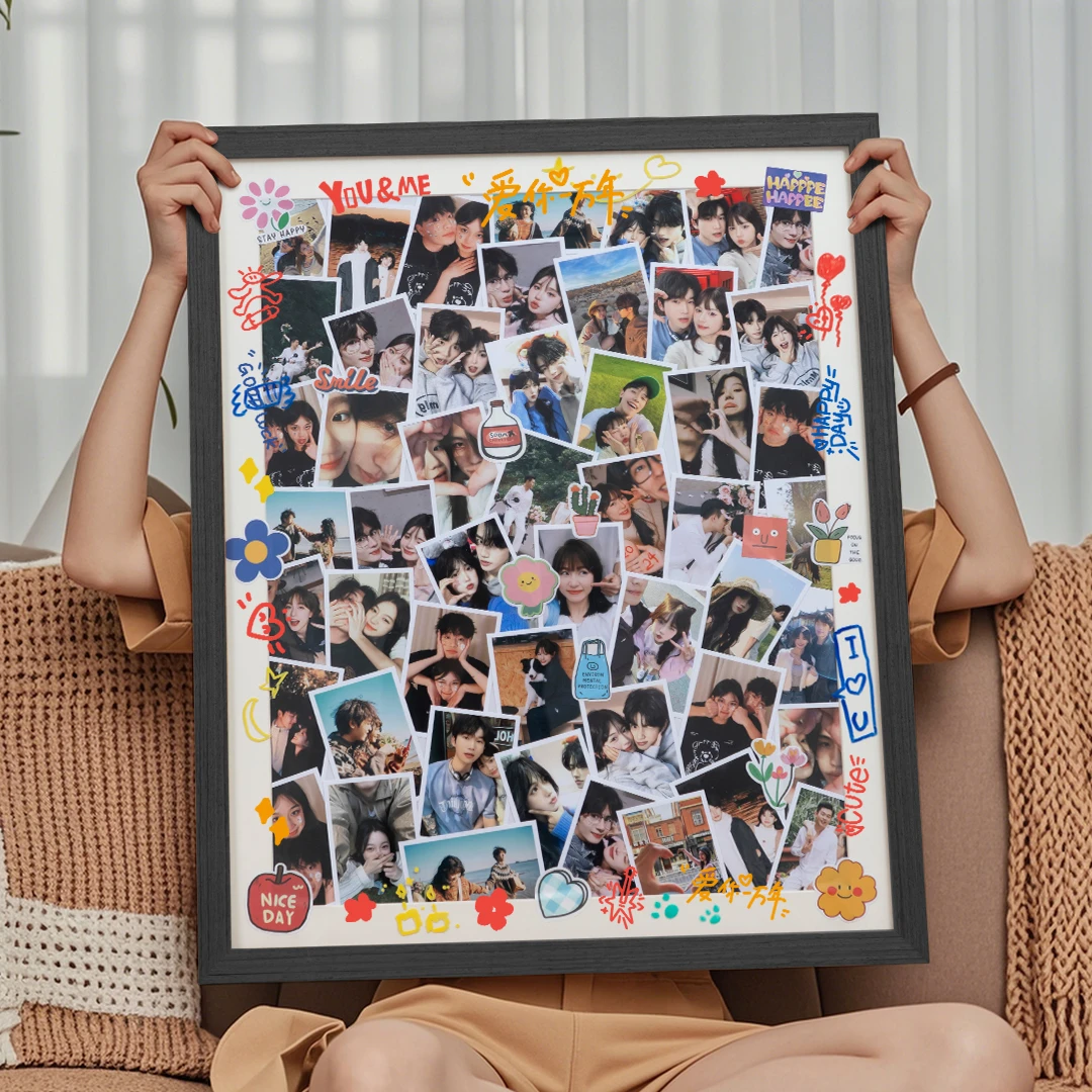 情人节礼物diy定制情侣纪念照片相框七夕闺蜜手工拍立得相册画框