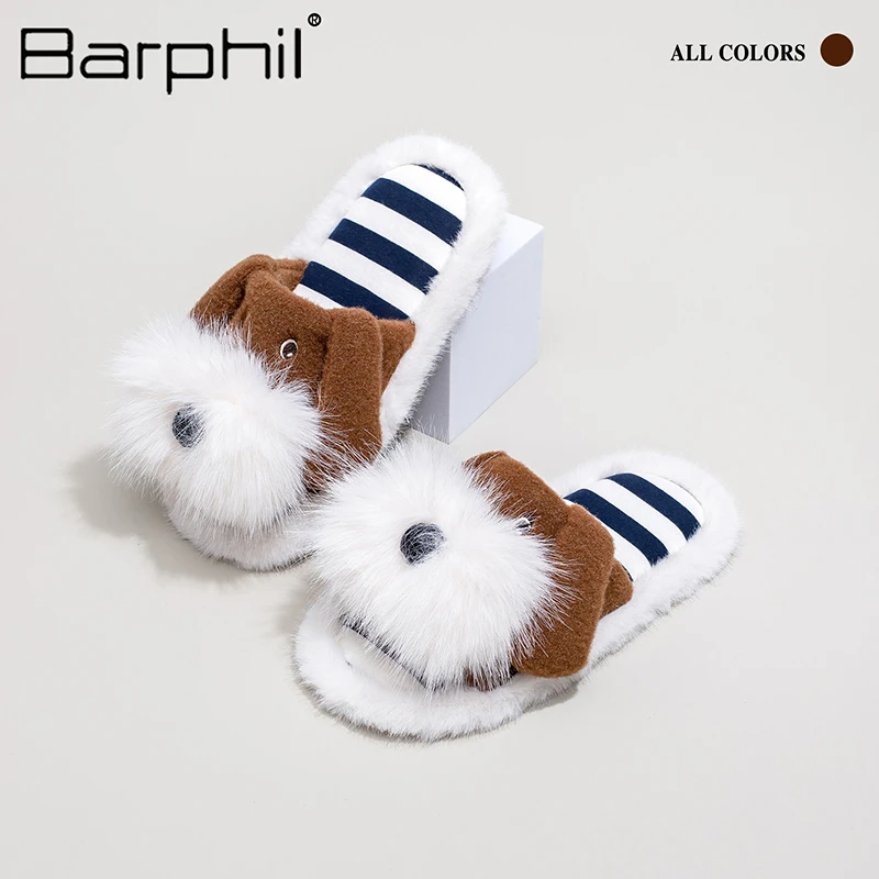Barphil拖鞋室内家居2025秋冬新款可爱小狗鞋防滑女士棉拖木地板