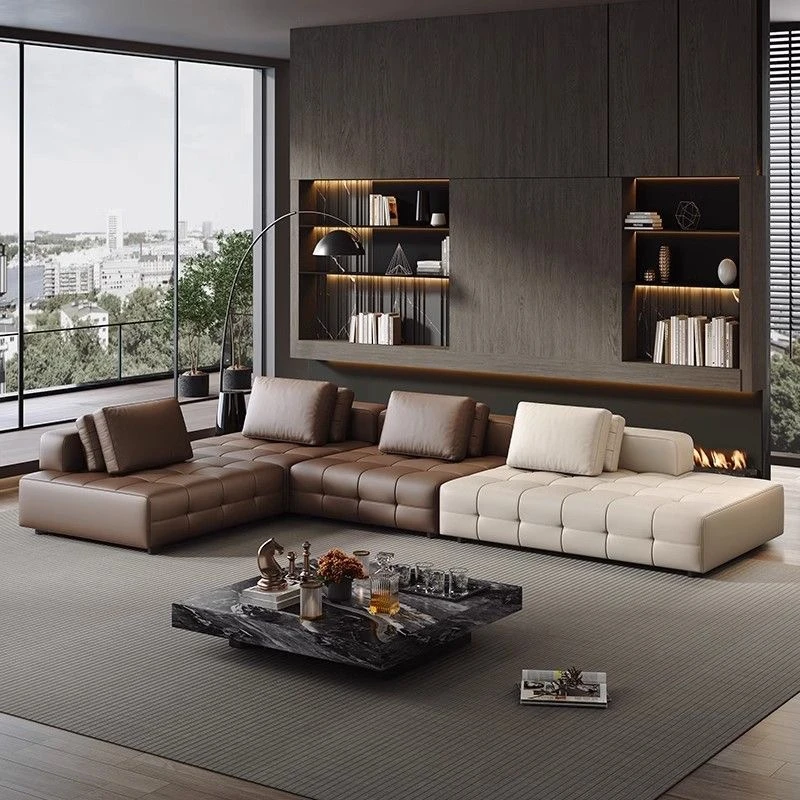 劳伦斯沙发意式轻奢头层牛皮沙发现代真皮客厅直排沙发家用办公