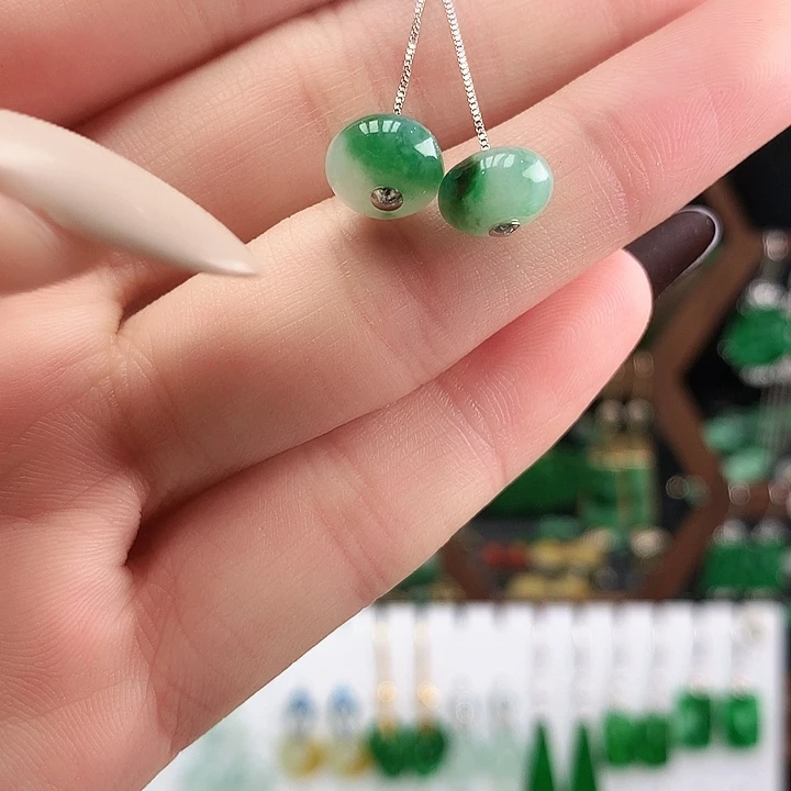 翡翠银S925镶嵌耳饰耳饰