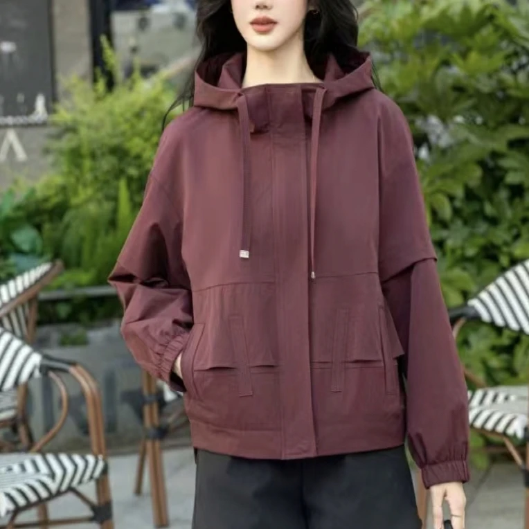 0811秋季连帽女装短外套休闲风女拉链