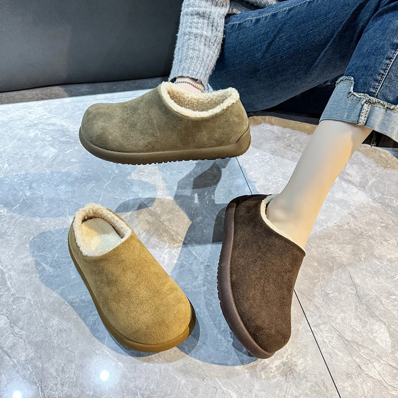 男女小土豆防滑软底勃肯鞋2525秋冬新款全包加绒厚底保暖棉鞋