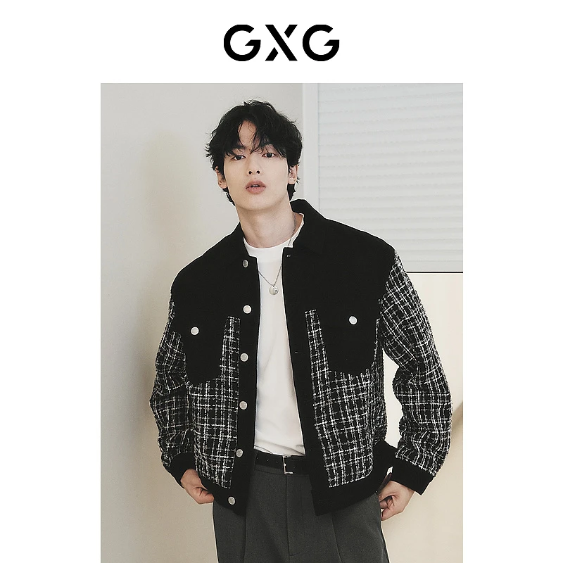 GXG男装 城市定义格纹牛仔夹克外套 2023年秋季新品#GED12124653