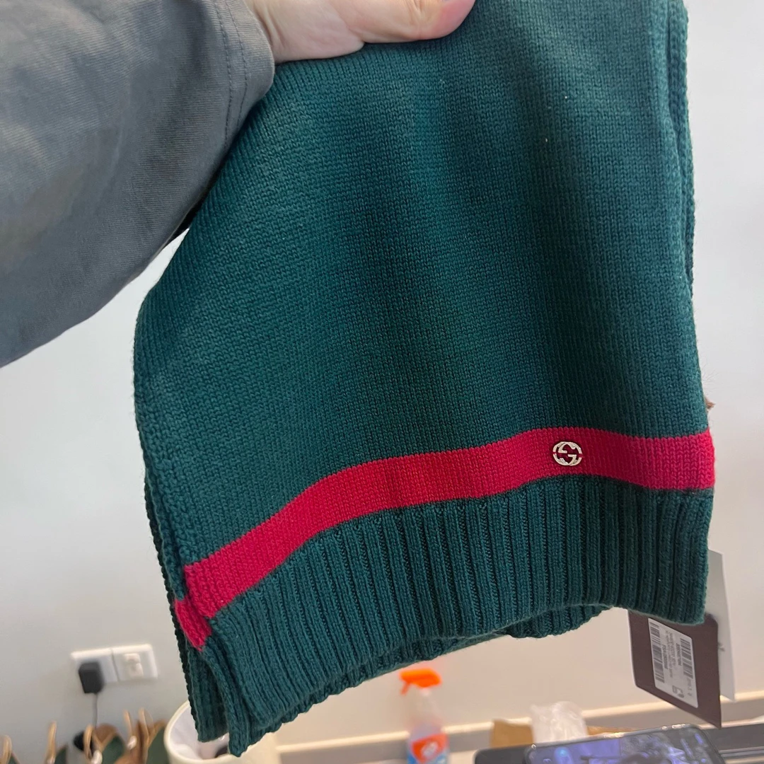 99新 GUCCI/古驰 Gucci绿色羊毛围巾 25✖️180cm