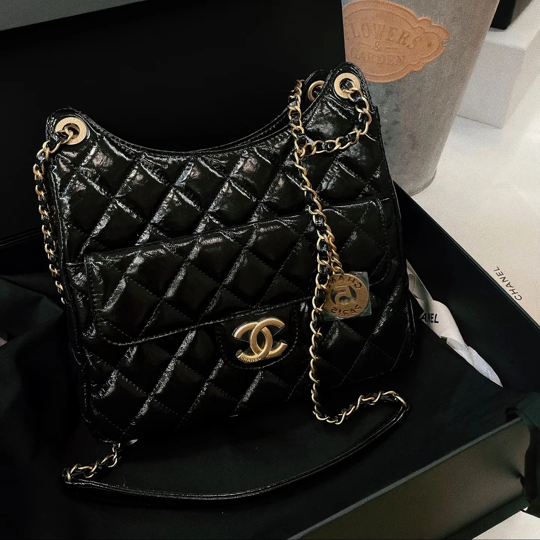 99新 Chanel/香奈儿 4641|香奈儿天猫精灵芯片新款中号斜挎包黑金