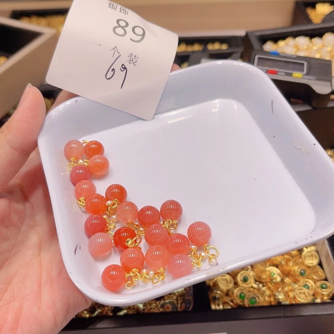 水晶珠宝半成品银S925镀金镶嵌89 。