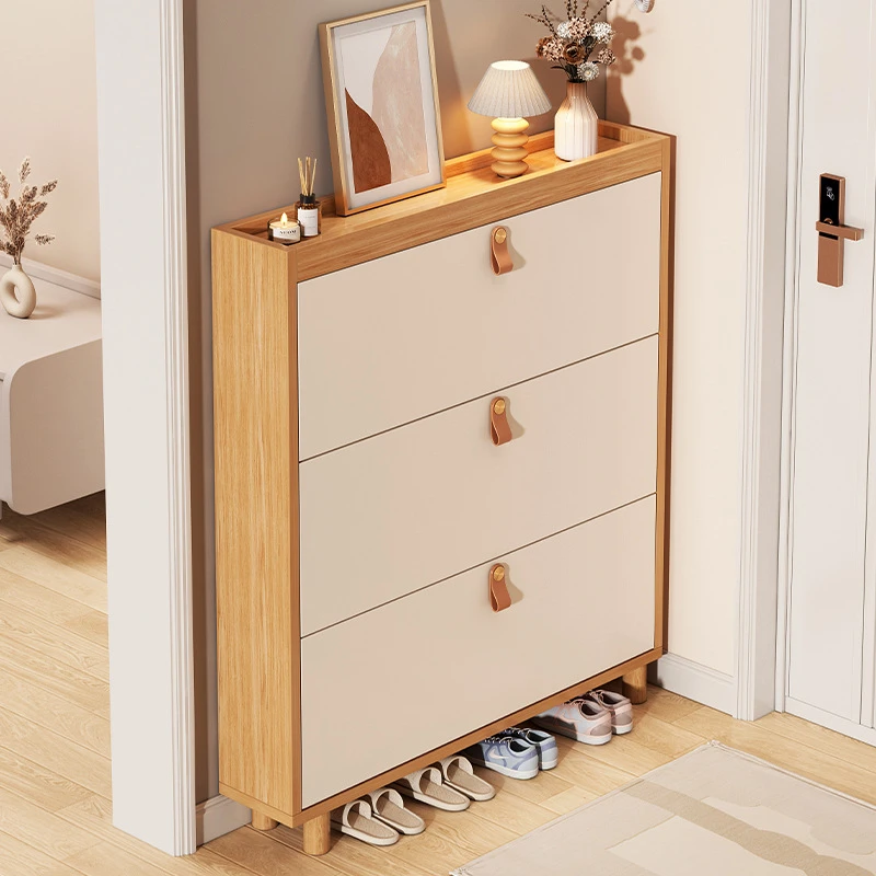 翻斗鞋柜家用门口收纳柜门外室内小窄入户玄关柜简约大容量储物柜