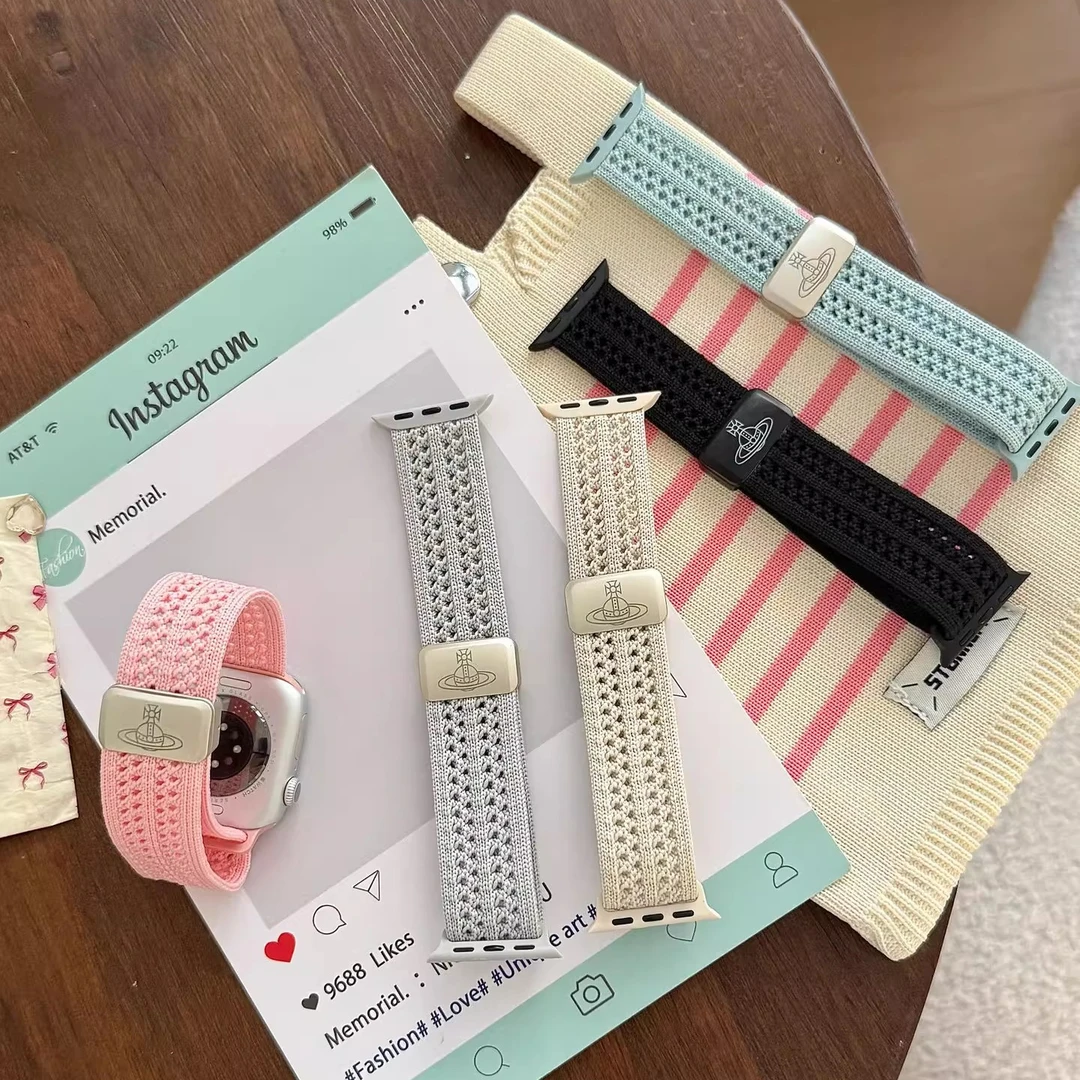 西太后针织SE透气S8尼龙S11磁吸适用苹果手表iwatchS10表带S9新款