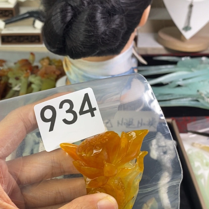 【闪购商品】岫玉发饰未镶嵌月**花