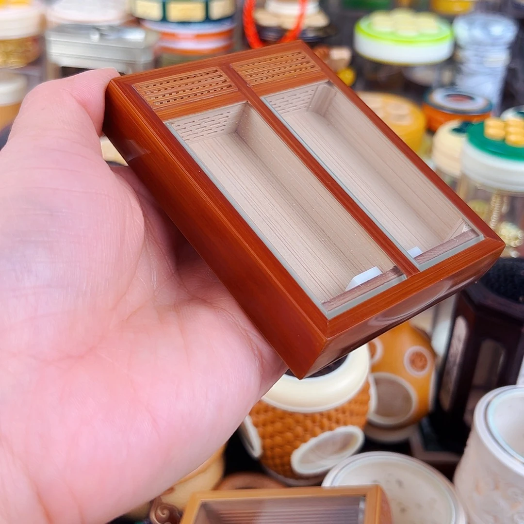 老煤竹双格黄蛉盒一个