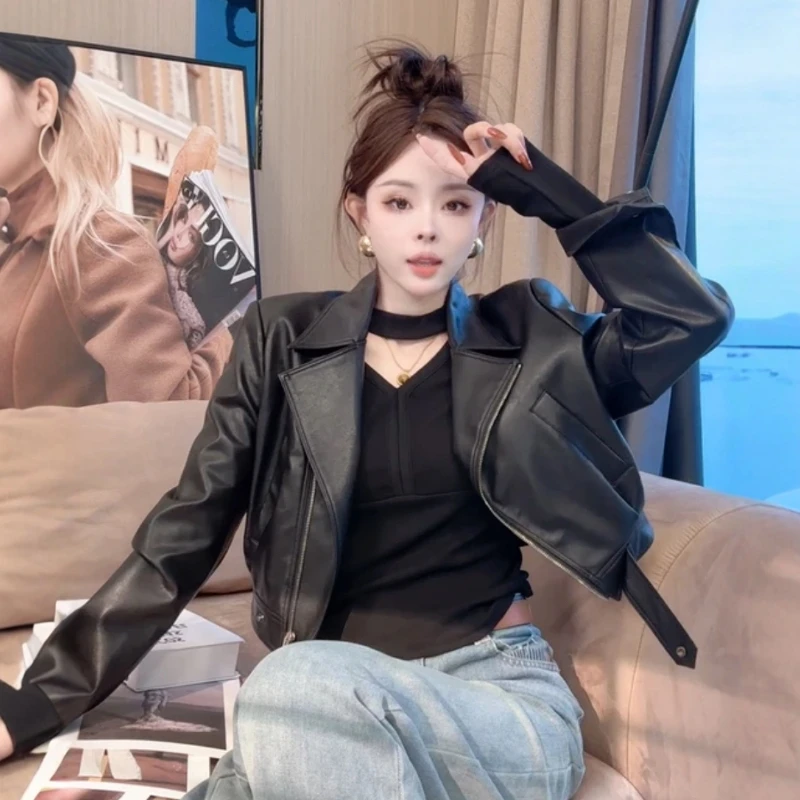 高级感短款小皮衣外套女春装2025新款超好看韩系小个子夹克上衣潮