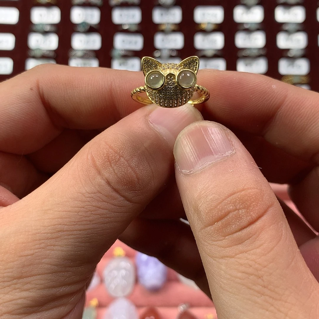 晚***菀翡翠银S925镶嵌戒指109