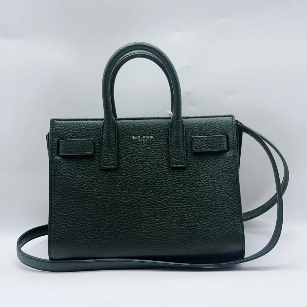 95新 YSL/圣罗兰 墨绿色手提斜挎包 1413 6971