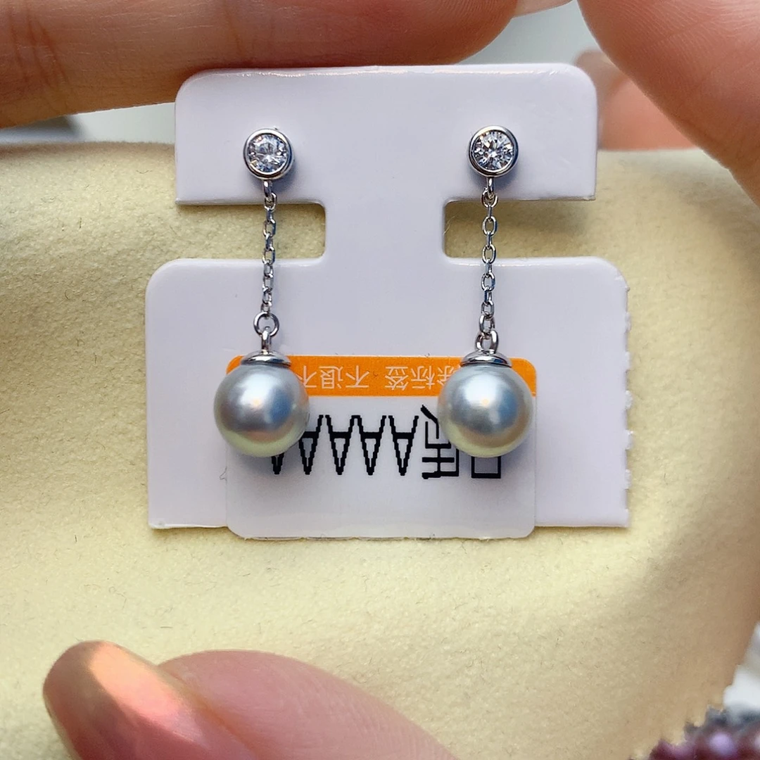 海水珍珠银S925镶嵌耳饰W34
