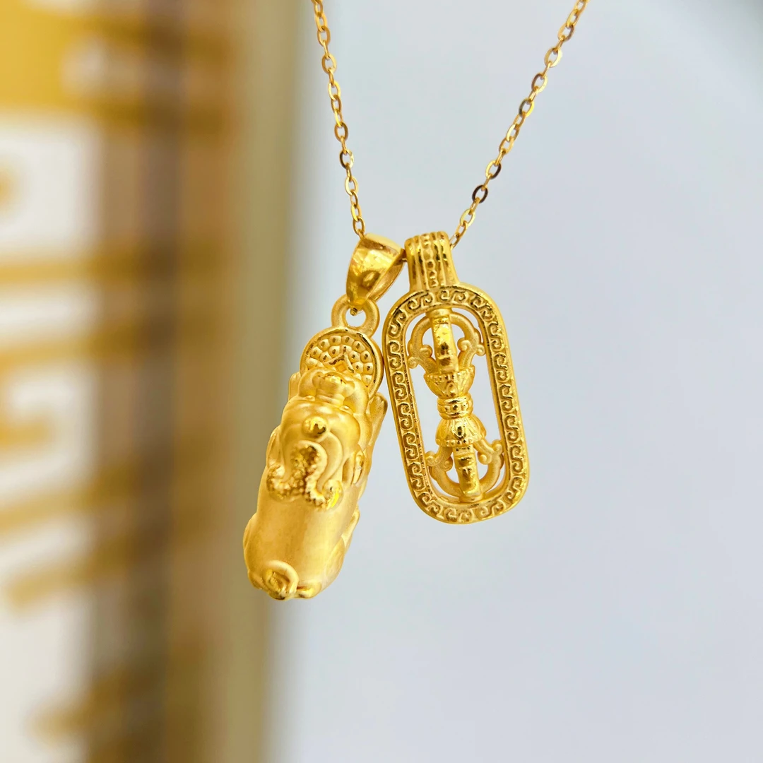 老庙黄金足金999吊坠金刚杵貔貅挂件网红同款送女朋友礼物
