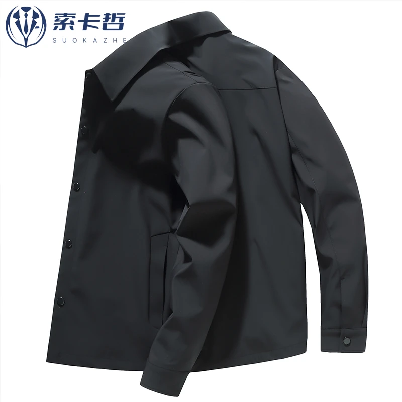 爸爸装大码外套男士加肥加大休闲宽松上衣肥佬特大号春秋薄款夹克