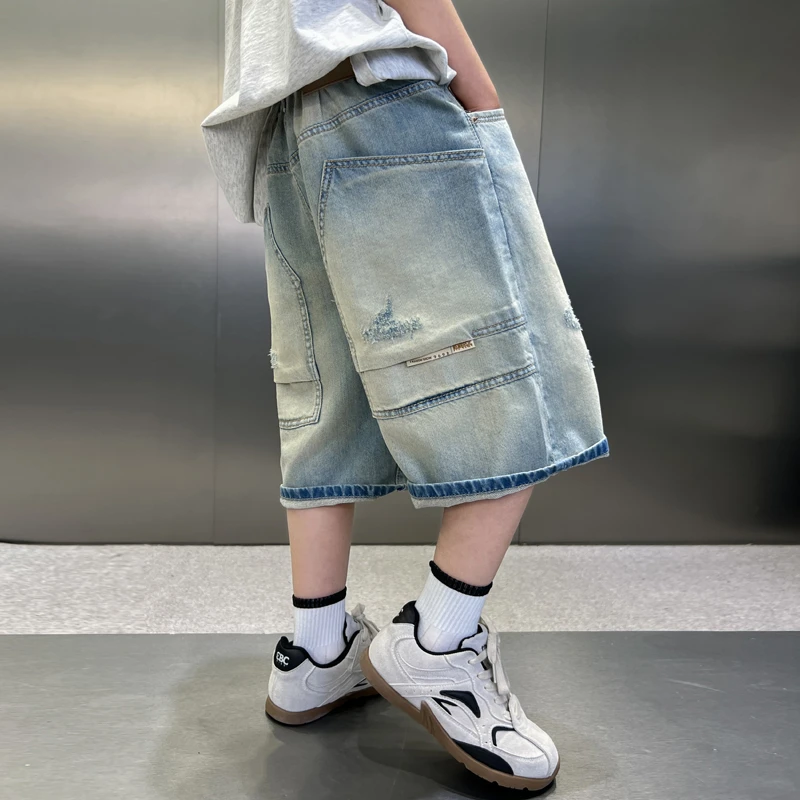 男童牛仔裤短裤夏款2025新款中大儿童夏装裤子男孩夏季五分中裤潮