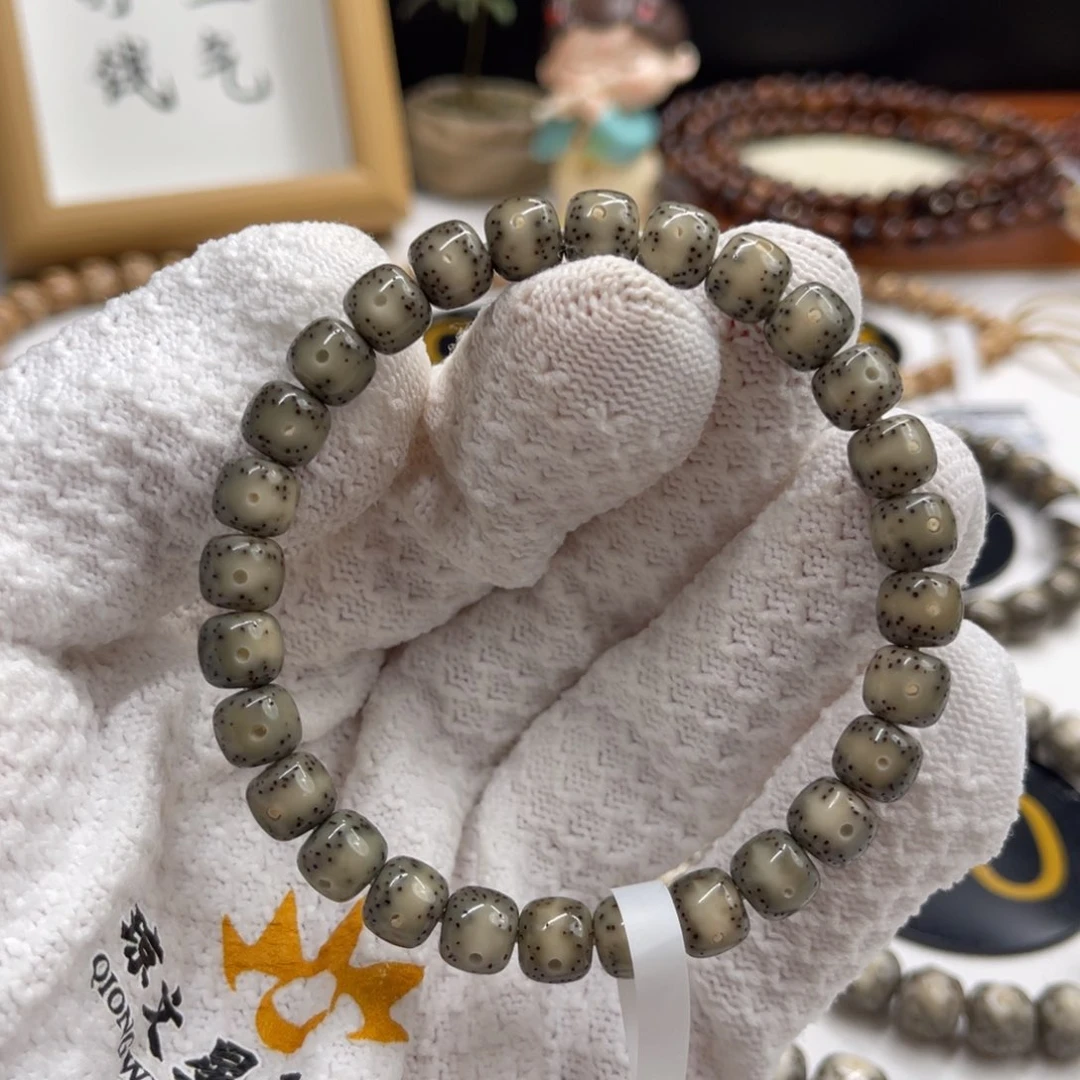 星月菩提手串10、青玉果冻8/7一线天留白星点稀疏均匀规整