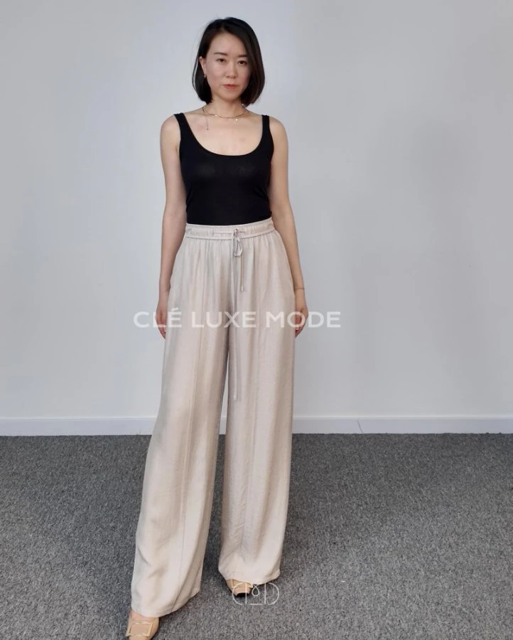 Cle Luxe Mode25年超薄透气醋酸松紧腰休闲裤CP25266093