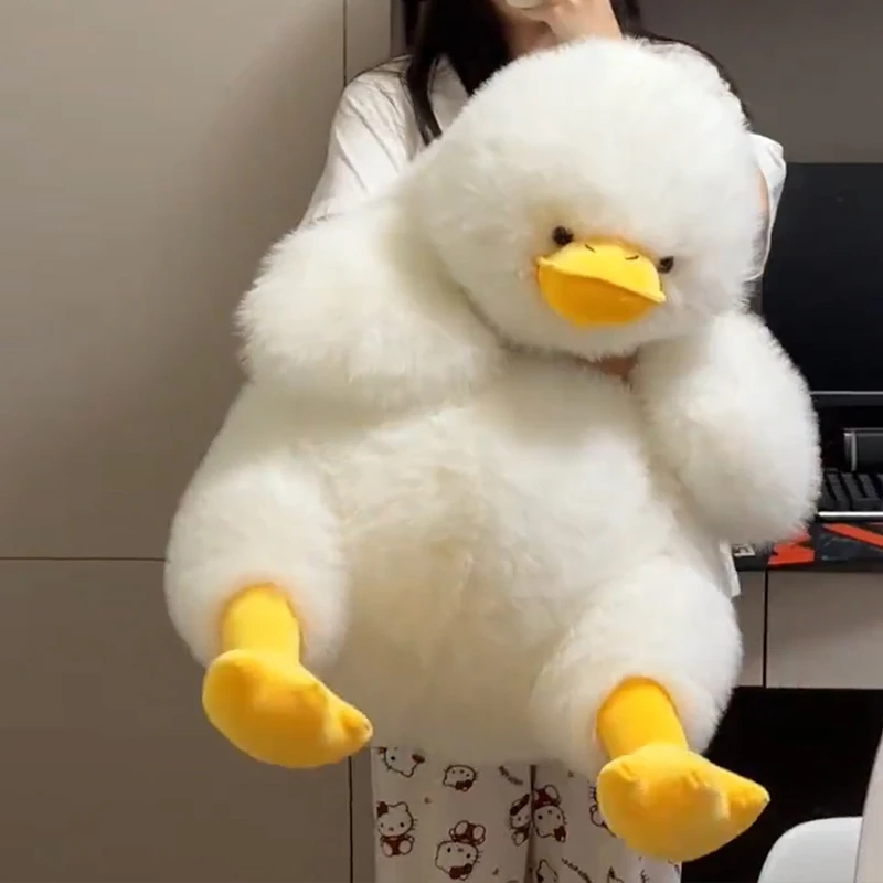 可爱炸毛墩墩鸭玩偶鸭子抱枕毛绒玩具公仔女孩睡觉布娃娃生日礼物
