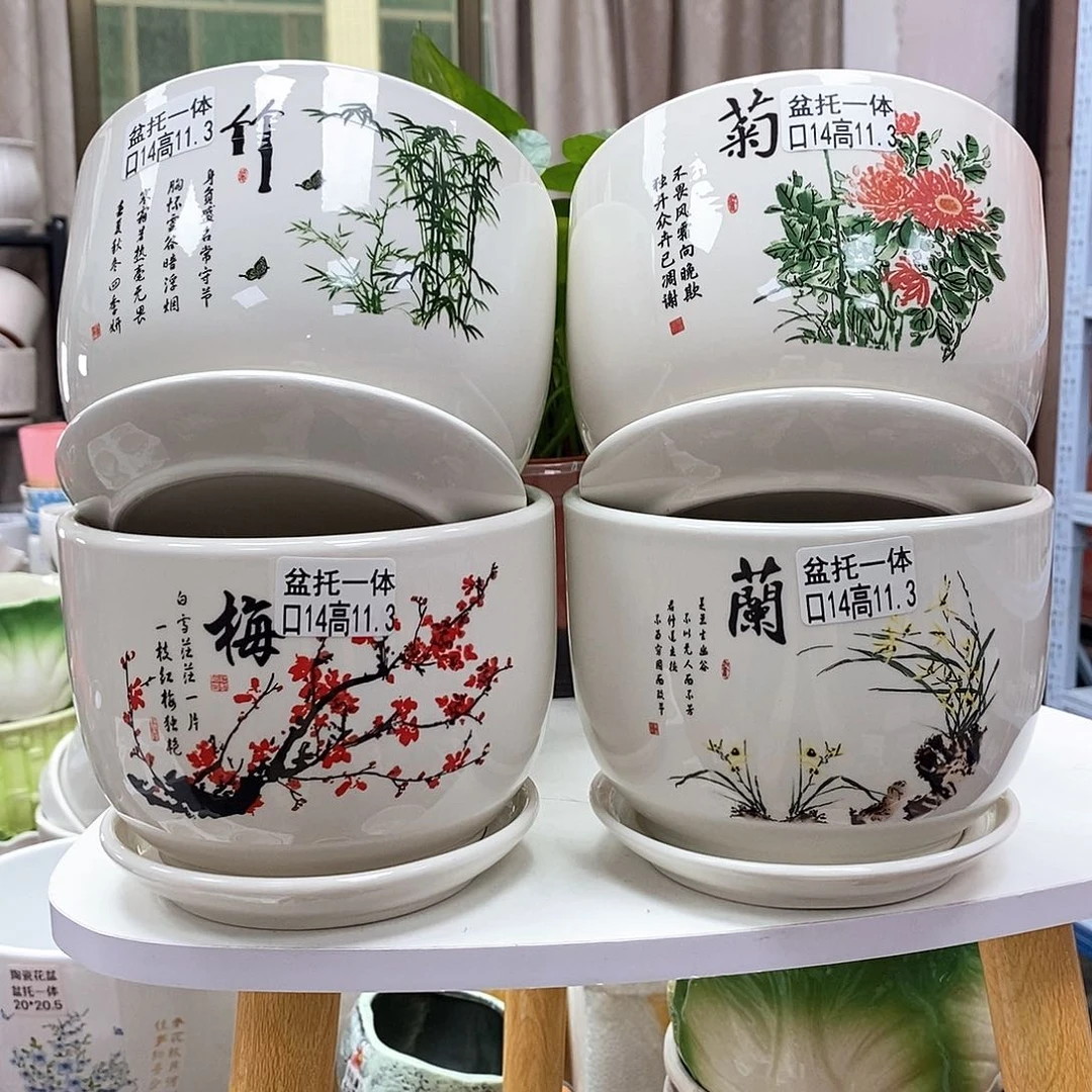 陶瓷@陶瓷花盆@@梅兰竹菊