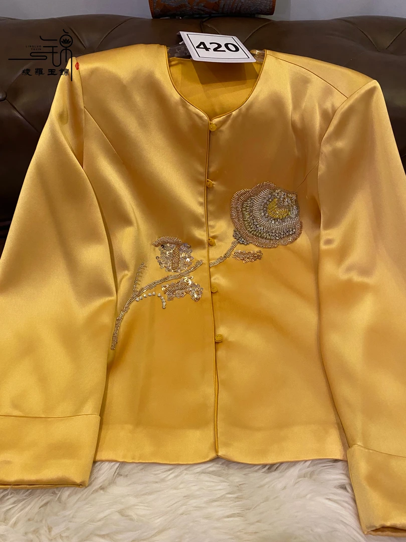 “420”三醋酸重工刺绣手工刺绣正肩外套