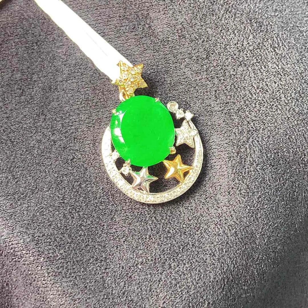 翡翠颈饰18K金镶嵌上新