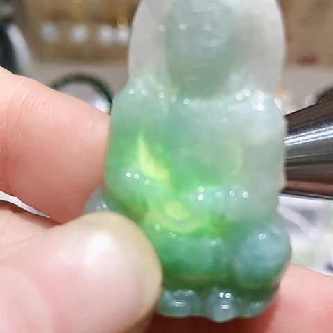 颈饰未镶嵌翡翠天然缅甸翡翠A货观音吊坠
