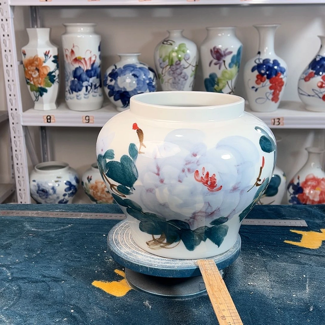 摆件景德镇陶瓷大口紫牡