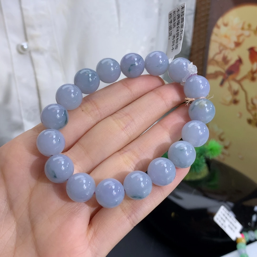 未镶嵌手串翡翠卡11.9冰润蓝紫飘花