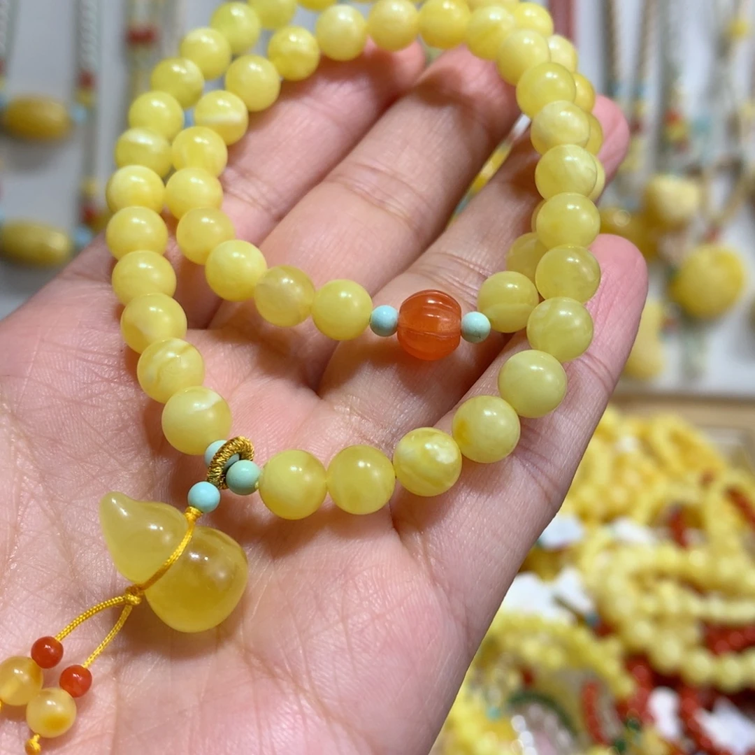 蜜蜡未镶嵌手链7mm