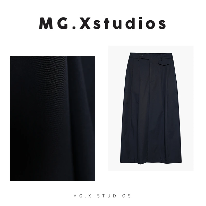 【极墨】MGX拉链长裙半身裙短裙气质百褶女士简约夏季M51F3063Q1CJ