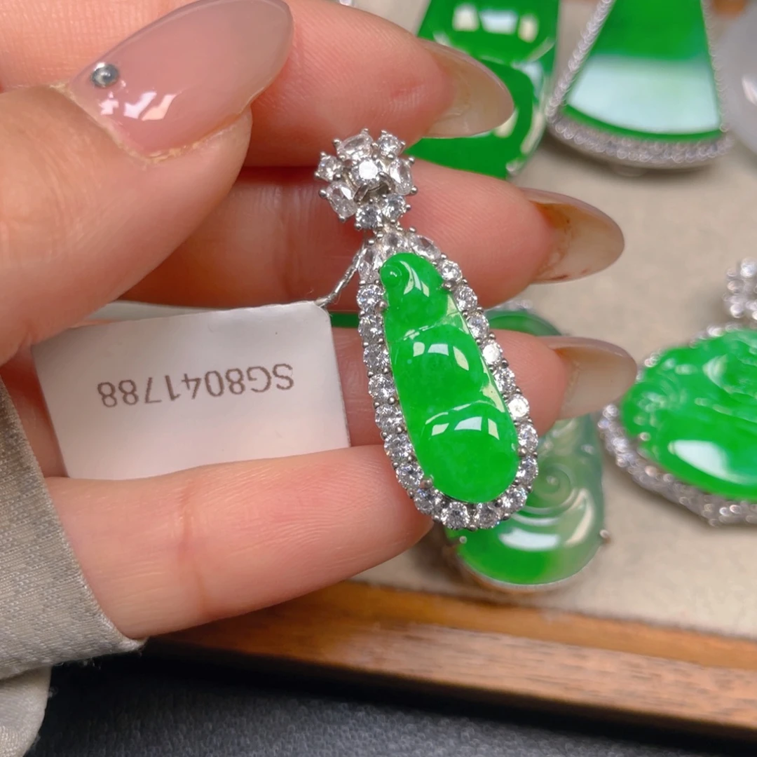 翡翠银S925镶嵌挂件