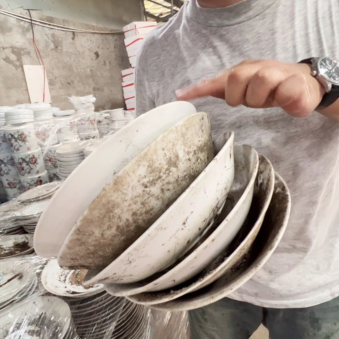 瓷片景德镇陶瓷老白胎9寸深窝盘6只