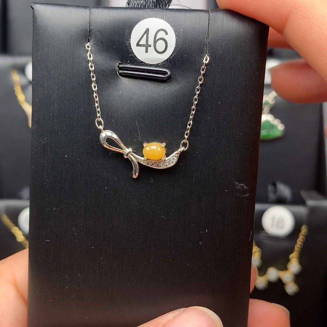 翡翠银S925镶嵌颈饰项链925