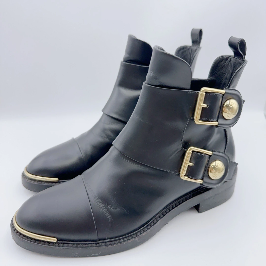 95新 LouisVuitton/路易威登 36码/经典黑色金标短靴/01744